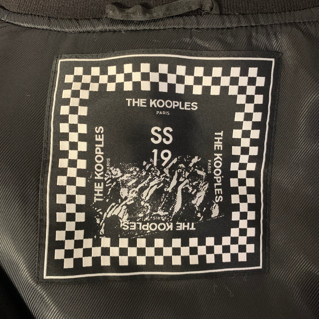 THE KOOPLES Taille XL Blouson style bomber noir en mélange de viscose à imprimé animalier