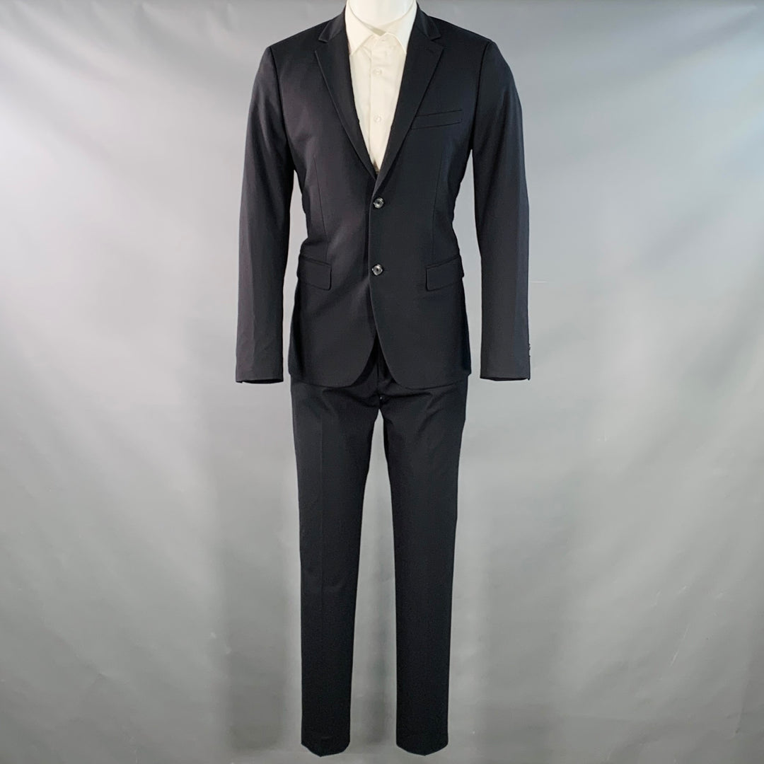 THEORY Size 40 Regular Black Wool Blend Notch Lapel Suit