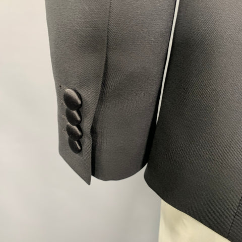 CELINE Size 40 Black Sequined Wool Mohair Shawl Collar Sport Coat
