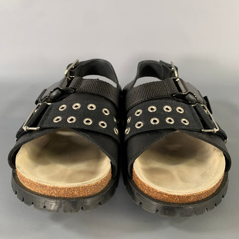 A.P.C. Size 8 Black Silver Gladiator Sandals