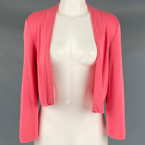 HUGO BOSS Cárdigan corto con frente abierto y tejido acanalado de algodón y viscosa rosa talla M