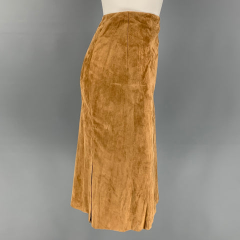 RALPH LAUREN Collection Size 6 Tan Suede  Pencil Below Knee Skirt