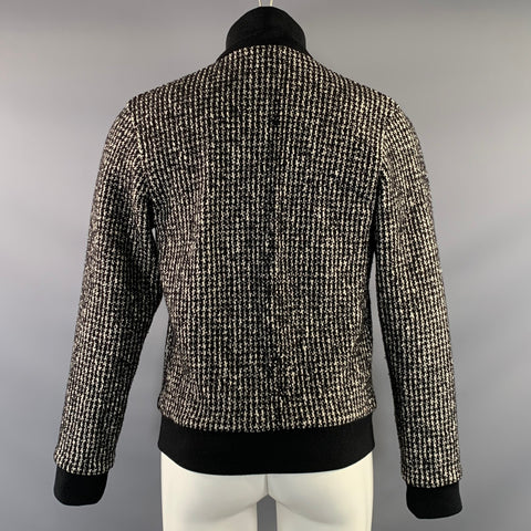 AGNÈS B. Size S White Black Houndstooth Wool Cotton Zip Up Jacket
