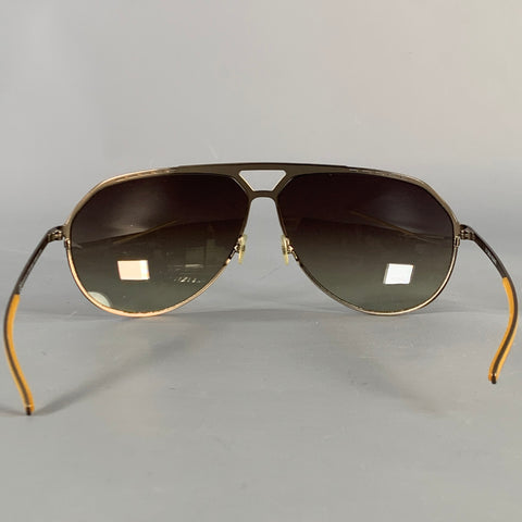 DIOR HOMME Silver Taupe Metal Wrap Around Aviator Sunglasses