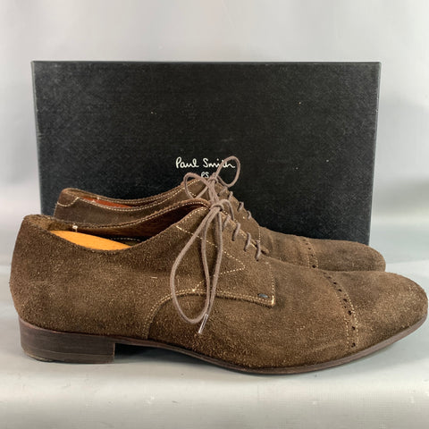 PAUL SMITH Size 7.5 Brown White 436169 K194 7.5 Suede Lace Up Shoes