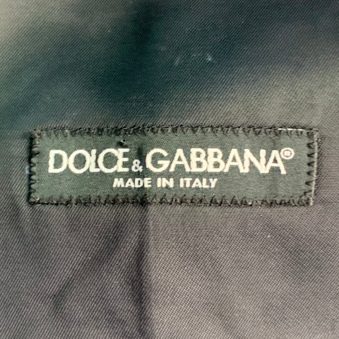 DOLCE & GABBANA Silicia Size 46 Blue Silver Metallic Marbled Polyester Silk 3 Piece Suit