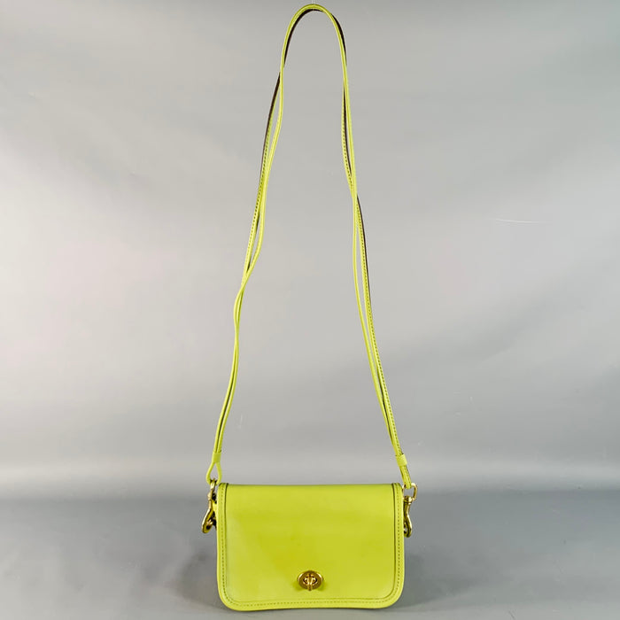 COACH Limited Edition  Lime Green Gold Cowhide Leather Crossbody Handbag
