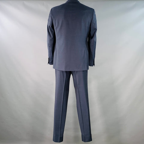 CANALI Size 42 Blue Grey Stripe Wool Single Breasted Notch Lapel Suit