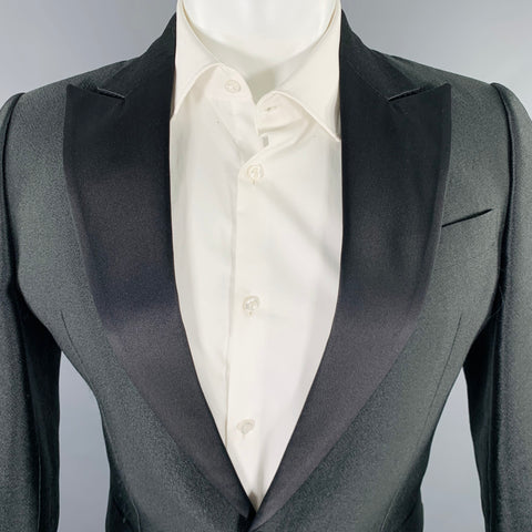 DSQUARED2 Size 38 Black Polyester Blend Peak Lapel Sport Coat