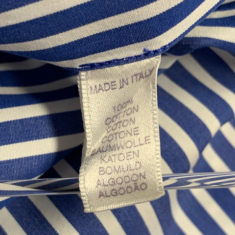 RALPH LAUREN Size XL Blue White Stripe Cotton One Pocket Long Sleeve Shirt