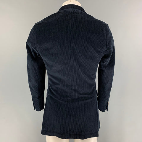 DOPPIAA Size 36 Navy Corduroy Cotton Double Breasted Sport Coat