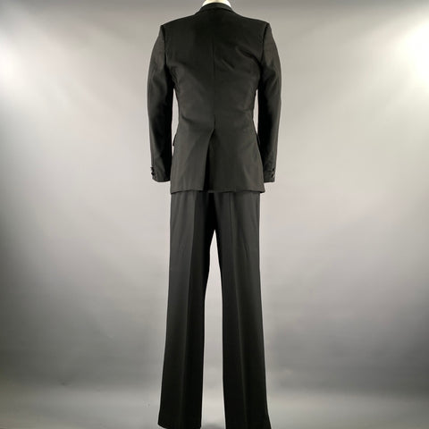 BARNEYS Size 38 Black Wool Notch Lapel Tuxedo