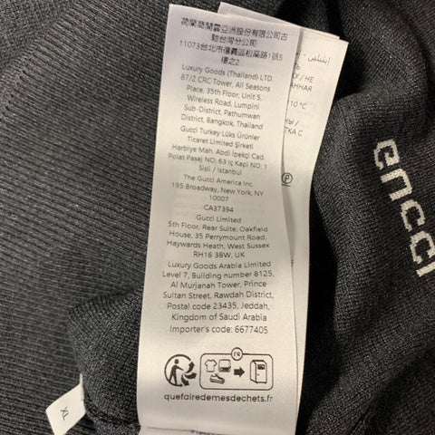 GUCCI Size XL Grey Dark Grey Knitted Silk Cotton Crew Neck Pullover