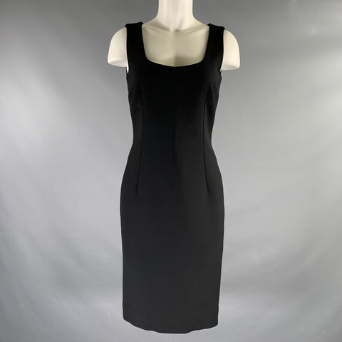 DOLCE & GABBANA Size 4 Black Virgin Wool Body-Con Midi Dress