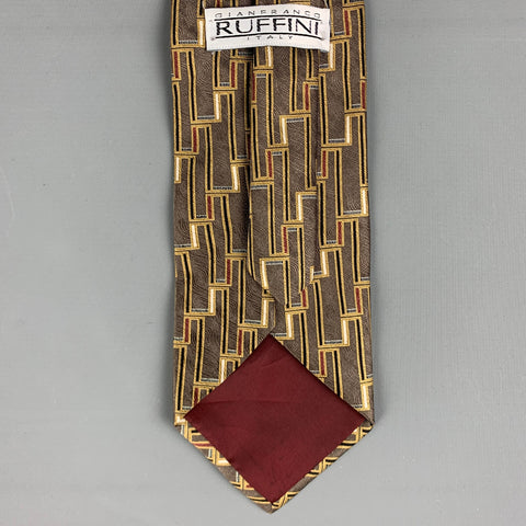 RUFFINI Brown Print Silk Tie