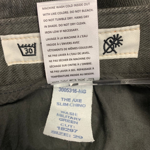 HIROSHI KATO Size 29 The Axe Grey Charcoal Twill Cotton Blend Flat Front Casual Pants