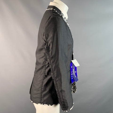 JUNYA WATANABE Chest Size S Grey Black & White Silk Blend Sport Coat