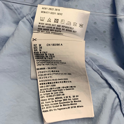 PRADA Taille M Blouson zippé en coton clouté bleu et argent