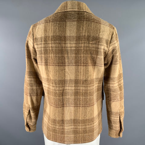 RALPH LAUREN Chest Size 42 Camel Plaid Wool Notch Lapel Sport Coat