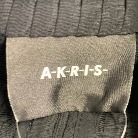AKRIS Size 10 Black Polyester Textured Stripe Notch Lapel Jacket Blazer