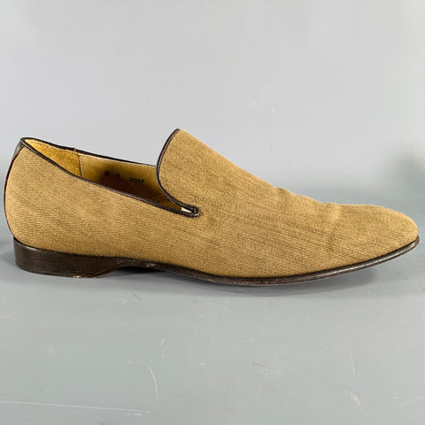 DONALD J PLINER Size 8 Beige Brown Contrast Trim Fabric Slip On Loafers