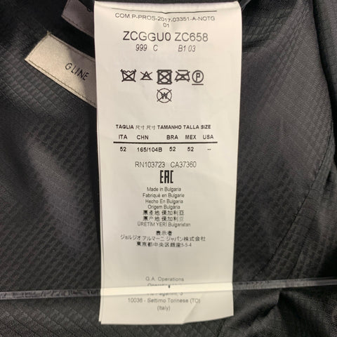 ARMANI COLLEZIONI Size 42 Black Velvet Wood Grain Polyester Sport Coat