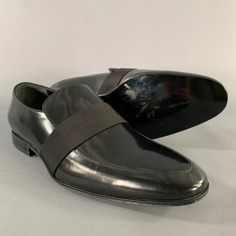BURBERRY Size 7 Black Leather Slip On Loafers
