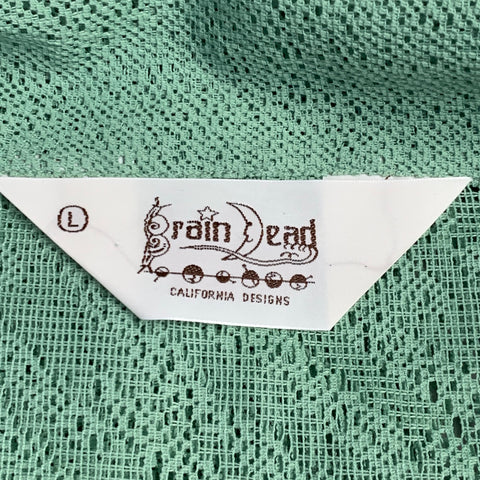 BRAIN DEAD Size L Green Multi Color Knit Polyester One Pocket Mesh Short Sleeve Shirt