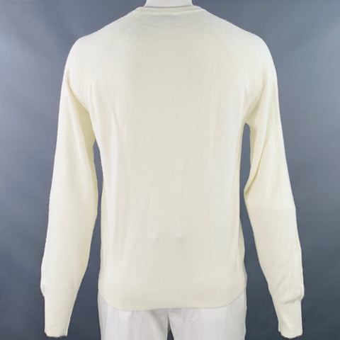 I.MAGNIN Size XL Cream Knit Acrylic V-Neck Pullover