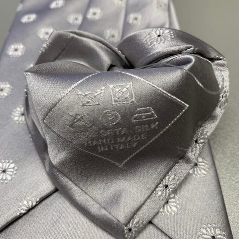 BRIONI Grey White Floral Silk Tie