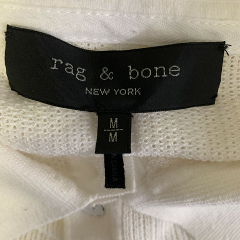 RAG & BONE Size M White Knit Cotton Blend 3 button Polo