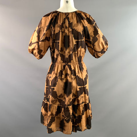 RAILS Size M Brown Dark brown Cotton Tie Dye V Neck Knee Length Dress