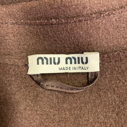 MIU MIU Size 8 Brown Wool Nylon Pleated Skirt Suit