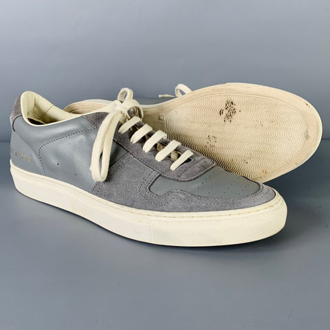 COMMON PROJECTS Size 8 Grey White Leather Suede Low Rise Sneakers