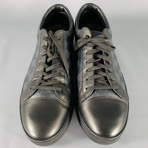 Baskets basses en cuir à carreaux noir et gris LOUIS VUITTON Taille 13