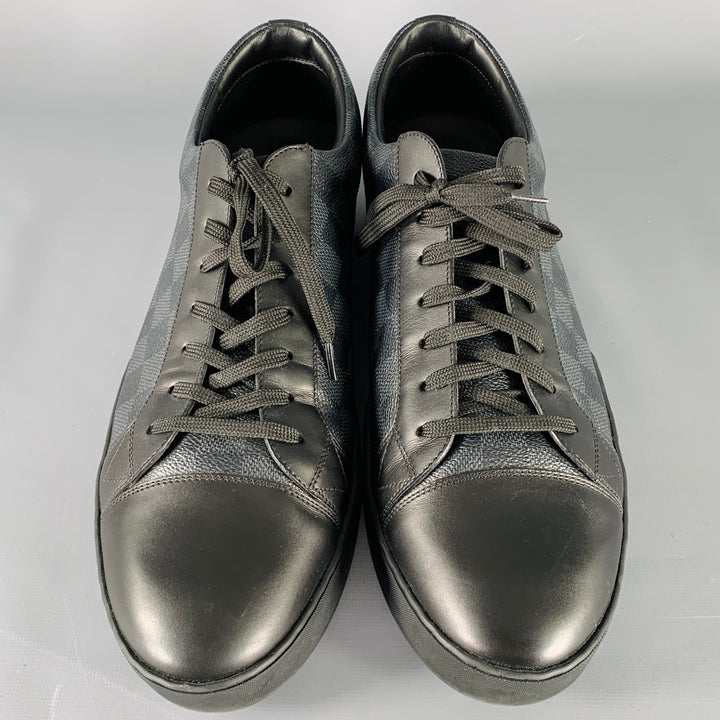 LOUIS VUITTON Size 13 Black Grey Checkered Leather Low Rise Sneakers