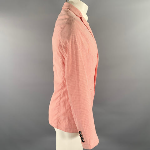 ARMANI COLLEZIONI Size 38 Red White Grid Cotton Blend Sport Coat