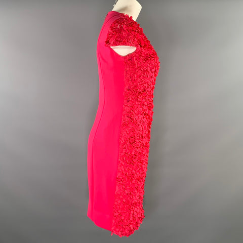AKRIS Size 4 Pink Polyester Textured Shift Dress