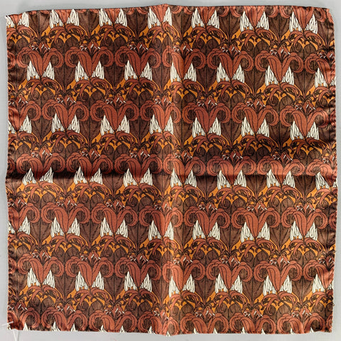 PRADA Pochette de Costume Florale Abstraite Marron Blanc