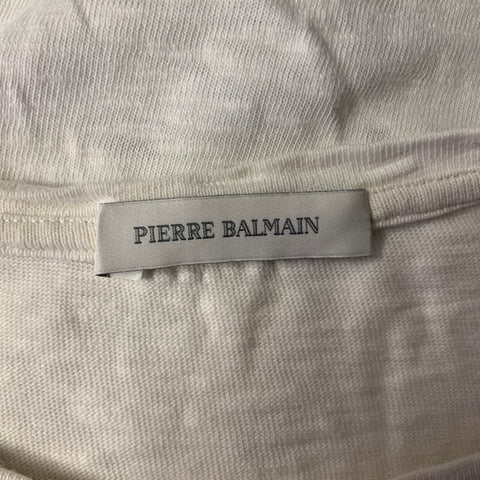 PIERRE BALMAIN Size XL White Black Graphic Cotton Scoop Neck T-shirt