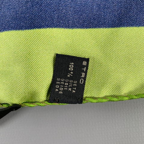 ETRO Navy Brown Silk Pocket Square