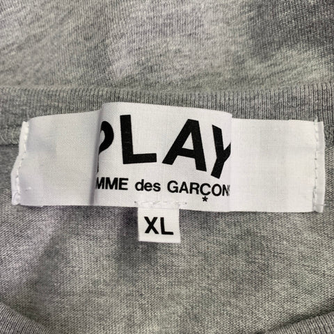 COMME des GARCONS PLAY Size XL Grey Black Hearts Cotton Crew Neck T-shirt