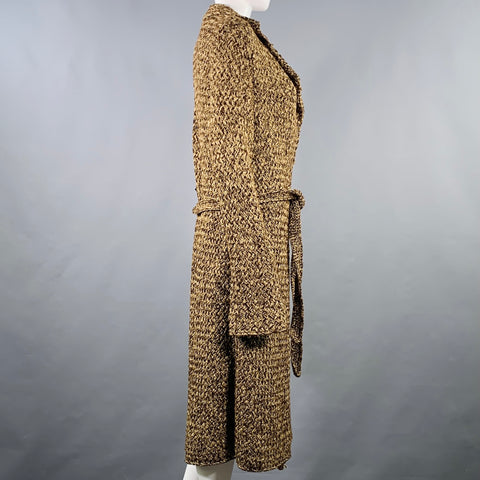 RALPH LAUREN COLLECTION Size M Brown Gold Cashmere Blend Knit Belted Coat