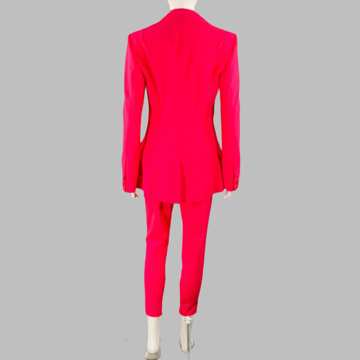 LA PERLA Size 4 Hot Pink Wool Blend Double Breasted Pantsuit