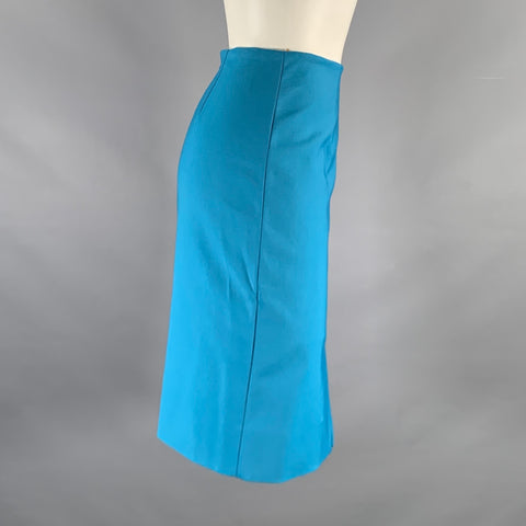 L'AGENCE Size 6 Blue Polyester Spandex Pencil Below Knee Skirt