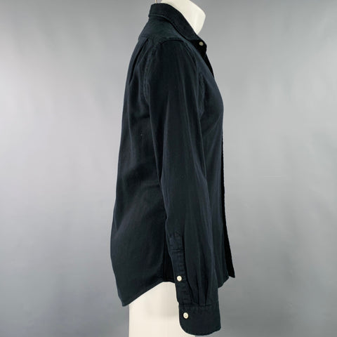 POLO by RALPH LAUREN Size M Black Cotton Spread Collar Long Sleeve Shirt