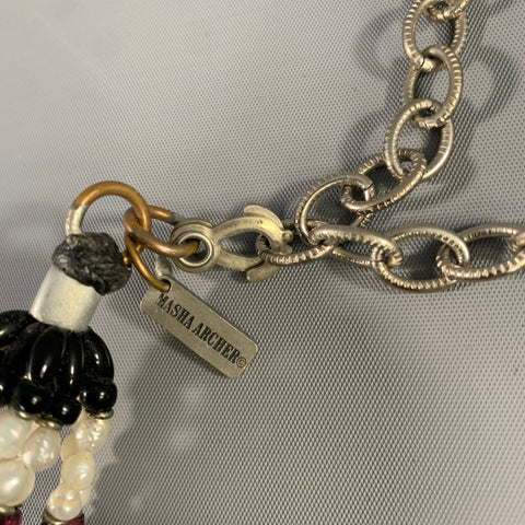 MASHA ARCHER White & Black Burgundy Necklace