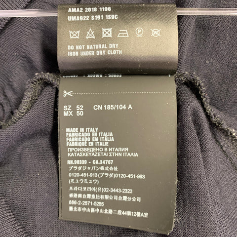 PRADA Size L Navy Knit Cotton Buttoned Polo