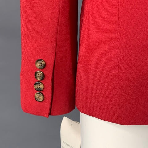 EVAN PICONE Size 6 Red Triacetate Blend Peak Lapel Jacket Blazer