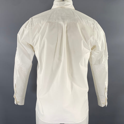 SACAI Size XS White Embroidery Cotton Button Down Long Sleeve Shirt